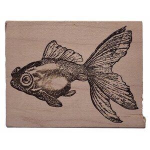 Fish Rubber Stamp Wood Block For Scrapbooking & Crafting